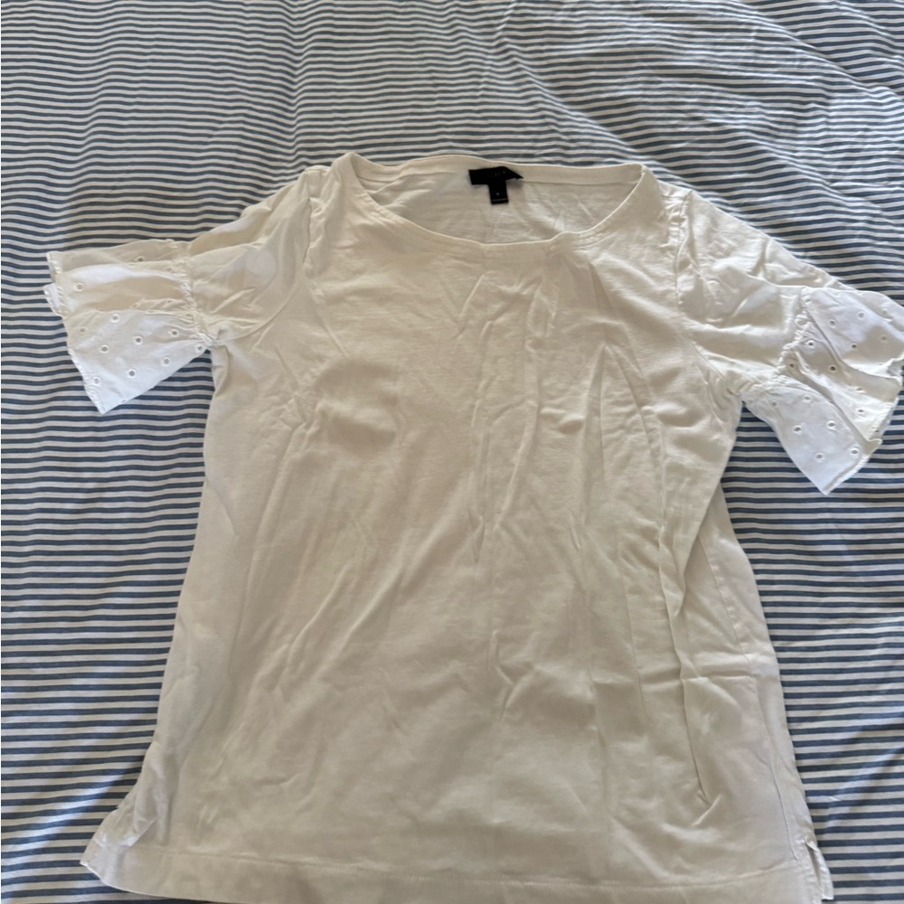 J. Crew White Eyelet Sleeve Blouse